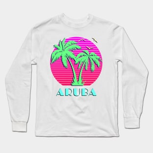 Aruba Palm Trees Sunset Long Sleeve T-Shirt